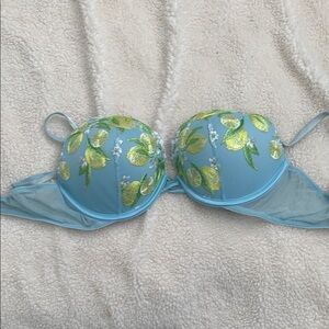 Blue Bra with Lemon Embroidery